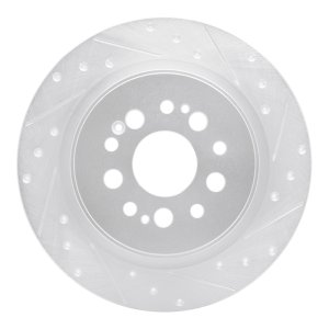 Acura RDX Brake Rotor (1) - Rear Right - R1 Concepts - Drilled & Slotted - Silver - `17-`25